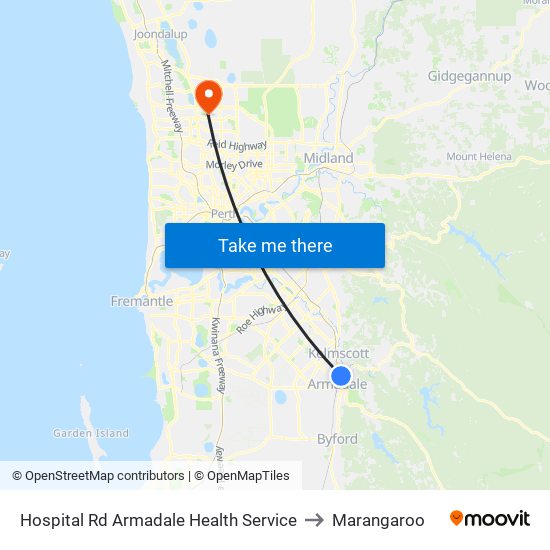 Hospital Rd Armadale Health Service to Marangaroo map