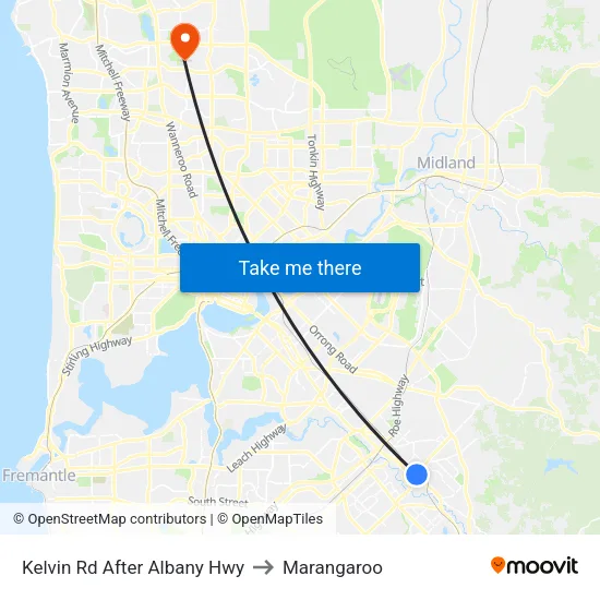 Kelvin Rd After Albany Hwy to Marangaroo map