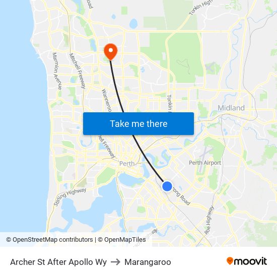 Archer St After Apollo Wy to Marangaroo map