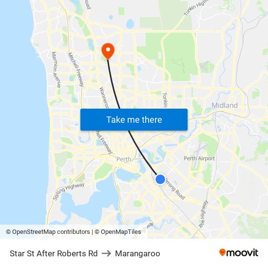 Star St After Roberts Rd to Marangaroo map