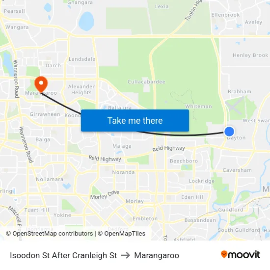 Isoodon St After Cranleigh St to Marangaroo map