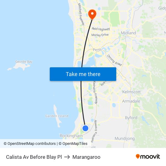 Calista Av Before Blay Pl to Marangaroo map