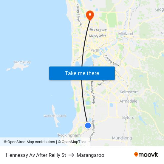 Hennessy Av After Reilly St to Marangaroo map