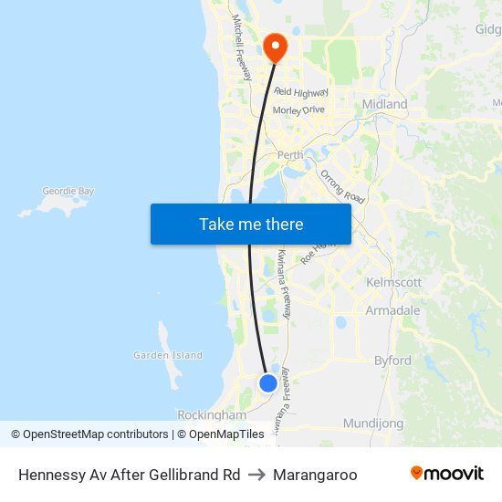 Hennessy Av After Gellibrand Rd to Marangaroo map