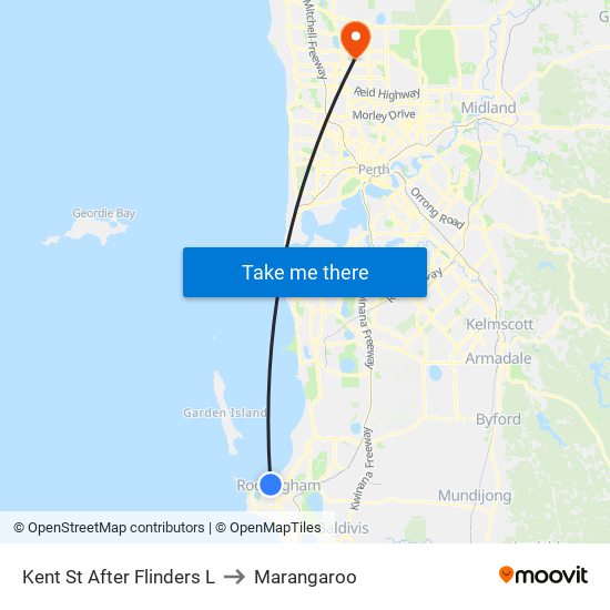 Kent St After Flinders L to Marangaroo map