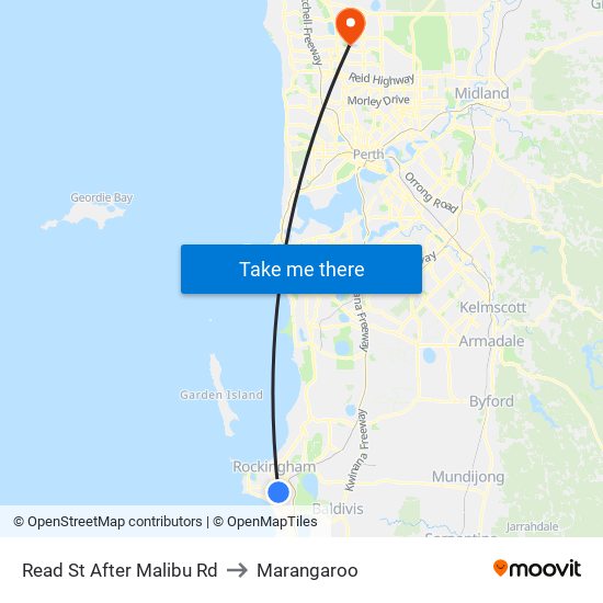 Read St After Malibu Rd to Marangaroo map