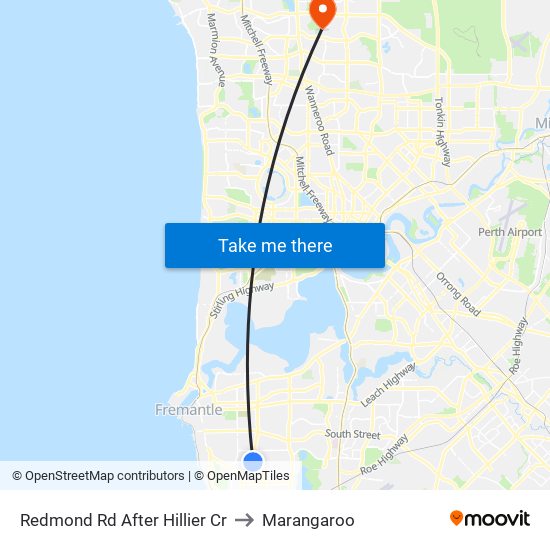 Redmond Rd After Hillier Cr to Marangaroo map