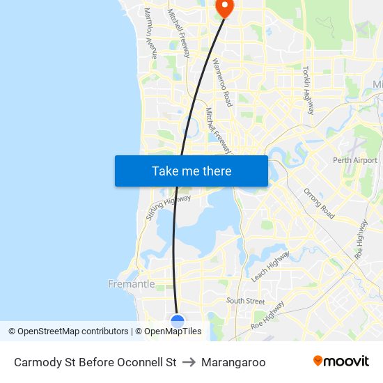 Carmody St Before Oconnell St to Marangaroo map