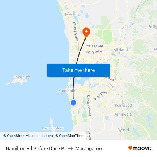 Hamilton Rd Before Dane Pl to Marangaroo map