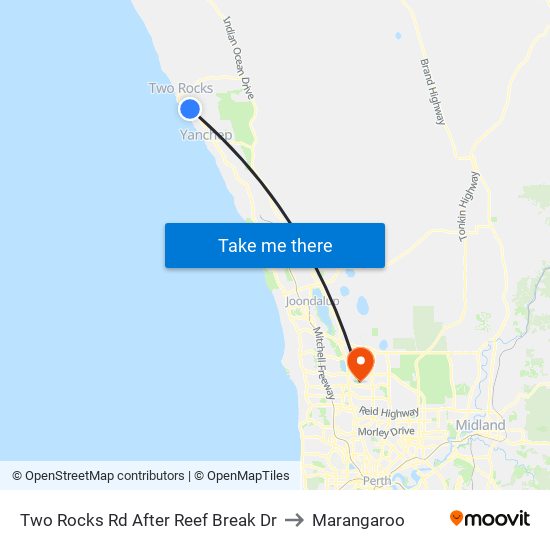 Two Rocks Rd After Reef Break Dr to Marangaroo map