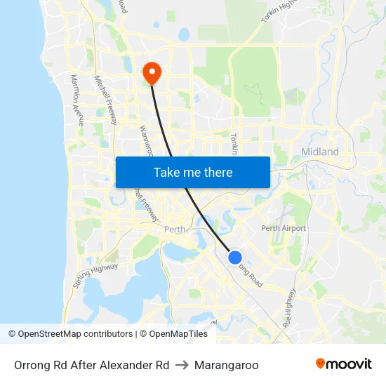 Orrong Rd After Alexander Rd to Marangaroo map