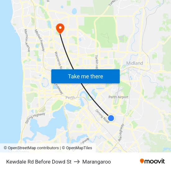 Kewdale Rd Before Dowd St to Marangaroo map