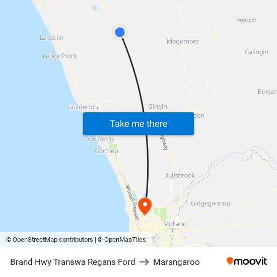 Brand Hwy Transwa Regans Ford to Marangaroo map