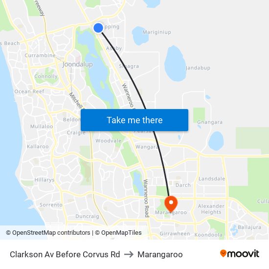 Clarkson Av Before Corvus Rd to Marangaroo map