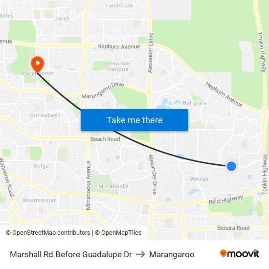 Marshall Rd Before Guadalupe Dr to Marangaroo map