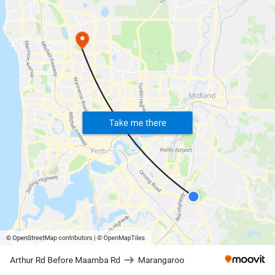 Arthur Rd Before Maamba Rd to Marangaroo map