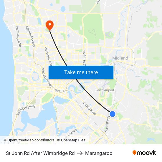 St John Rd After Wimbridge Rd to Marangaroo map