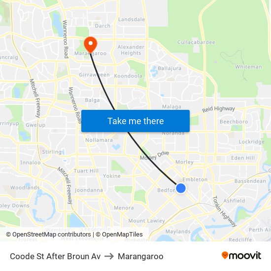 Coode St After Broun Av to Marangaroo map