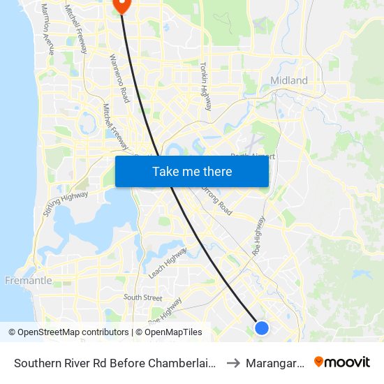 Southern River Rd Before Chamberlain St to Marangaroo map