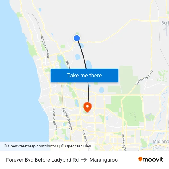 Forever Bvd Before Ladybird Rd to Marangaroo map