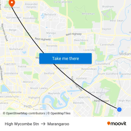 High Wycombe Stn to Marangaroo map