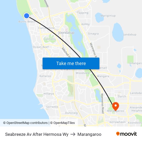 Seabreeze Av After Hermosa Wy to Marangaroo map