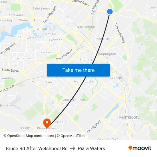 Bruce Rd After Welshpool Rd to Piara Waters map