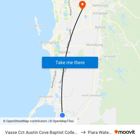 Vasse Cct Austin Cove Baptist College to Piara Waters map