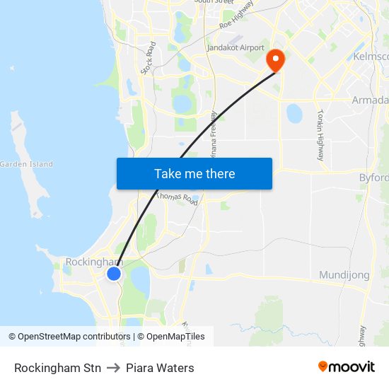 Rockingham Stn to Piara Waters map