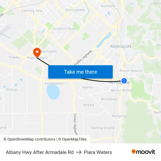 Albany Hwy After Armadale Rd to Piara Waters map