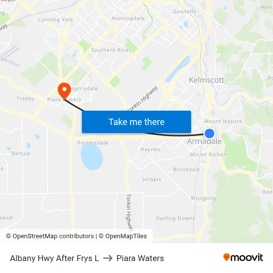 Albany Hwy After Frys L to Piara Waters map