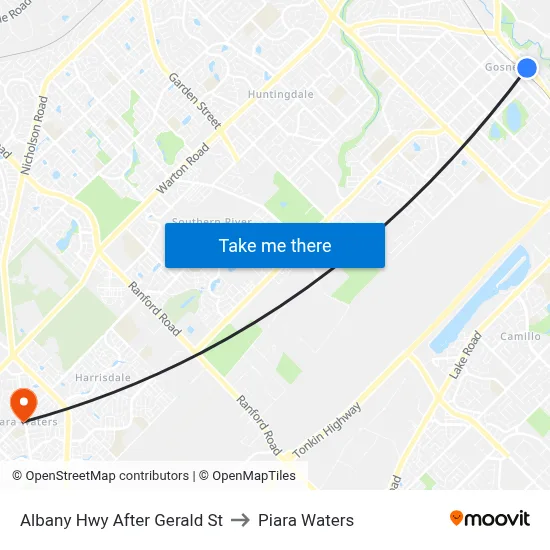 Albany Hwy After Gerald St to Piara Waters map