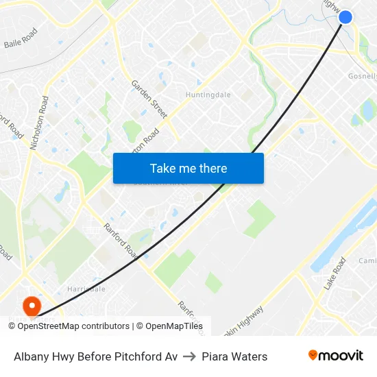 Albany Hwy Before Pitchford Av to Piara Waters map