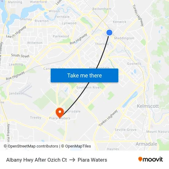 Albany Hwy After Ozich Ct to Piara Waters map