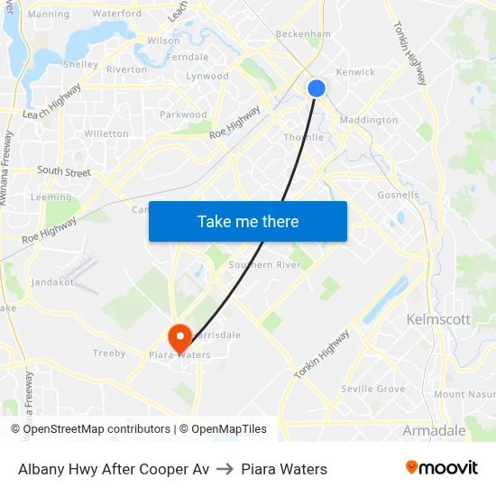 Albany Hwy After Cooper Av to Piara Waters map