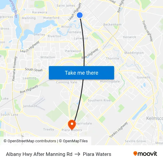 Albany Hwy After Manning Rd to Piara Waters map