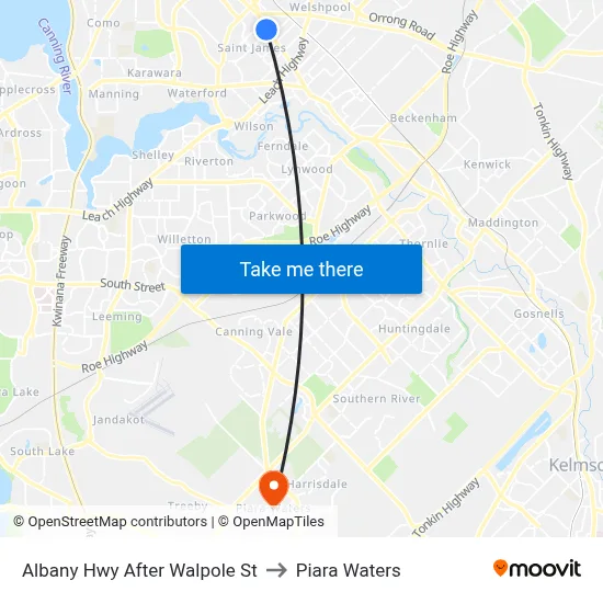 Albany Hwy After Walpole St to Piara Waters map