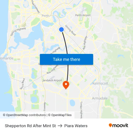Shepperton Rd After Mint St to Piara Waters map