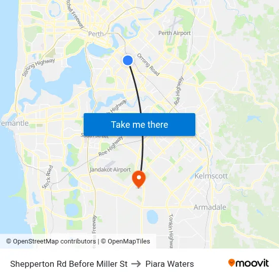 Shepperton Rd Before Miller St to Piara Waters map