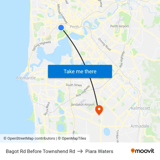 Bagot Rd Before Townshend Rd to Piara Waters map