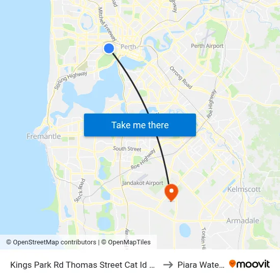 Kings Park Rd Thomas Street Cat Id 140 to Piara Waters map