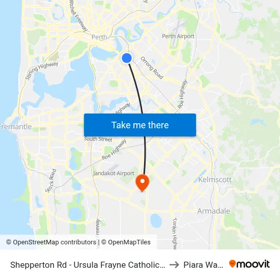 Shepperton Rd - Ursula Frayne Catholic Coll Sen to Piara Waters map