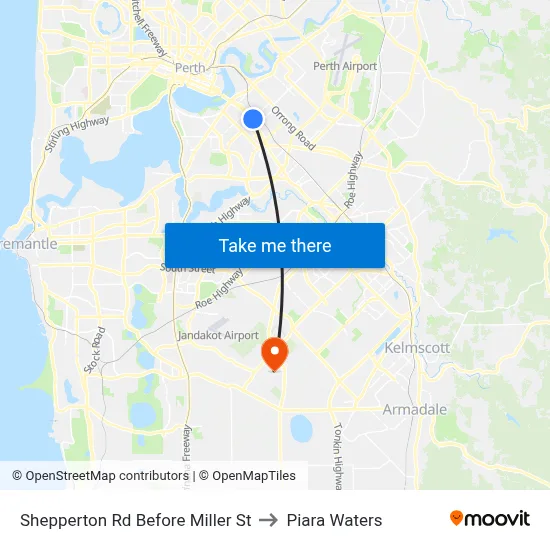 Shepperton Rd Before Miller St to Piara Waters map