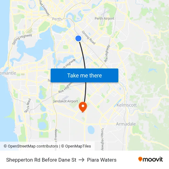 Shepperton Rd Before Dane St to Piara Waters map