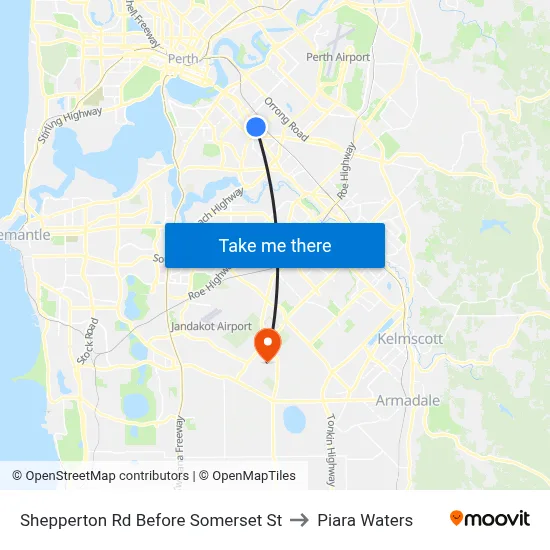 Shepperton Rd Before Somerset St to Piara Waters map
