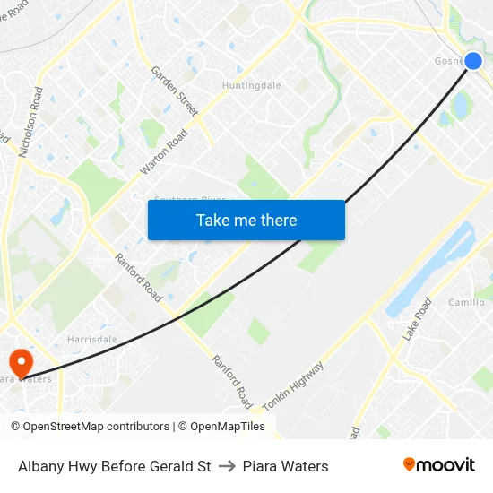 Albany Hwy Before Gerald St to Piara Waters map