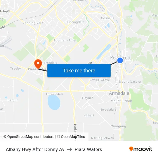 Albany Hwy After Denny Av to Piara Waters map