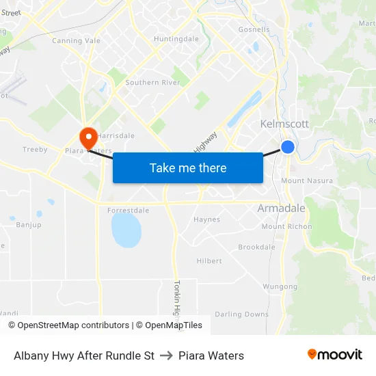 Albany Hwy After Rundle St to Piara Waters map