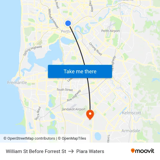 William St Before Forrest St to Piara Waters map