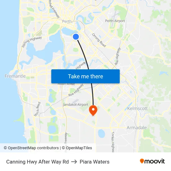 Canning Hwy After Way Rd to Piara Waters map